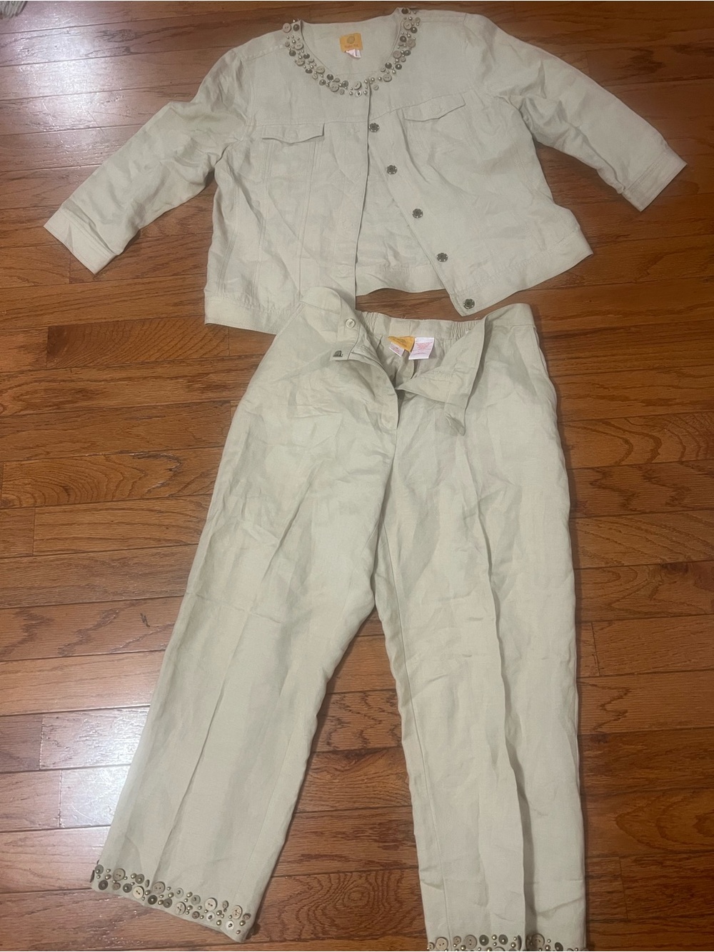 Ruby Rd. YanEmbellished Linen Jacket & Capris